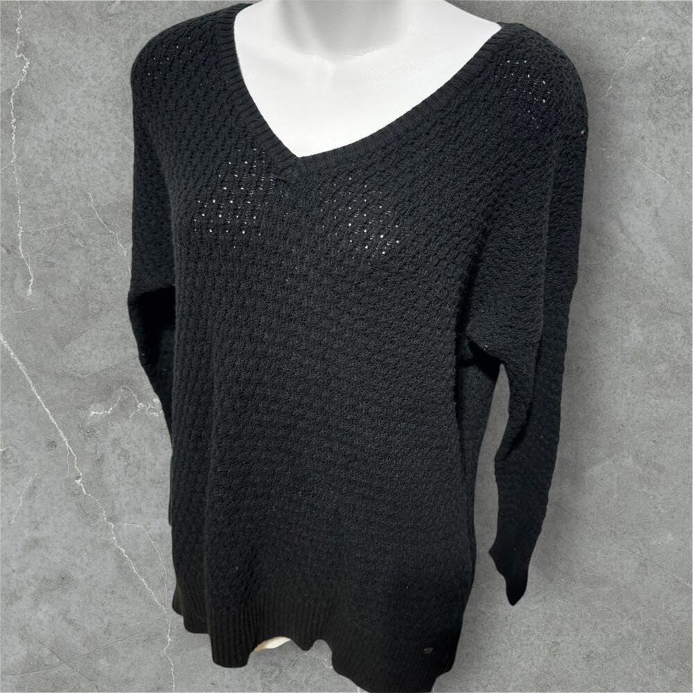 American‎ Eagle black V-neck knit sweater with a relaxed fit, size large